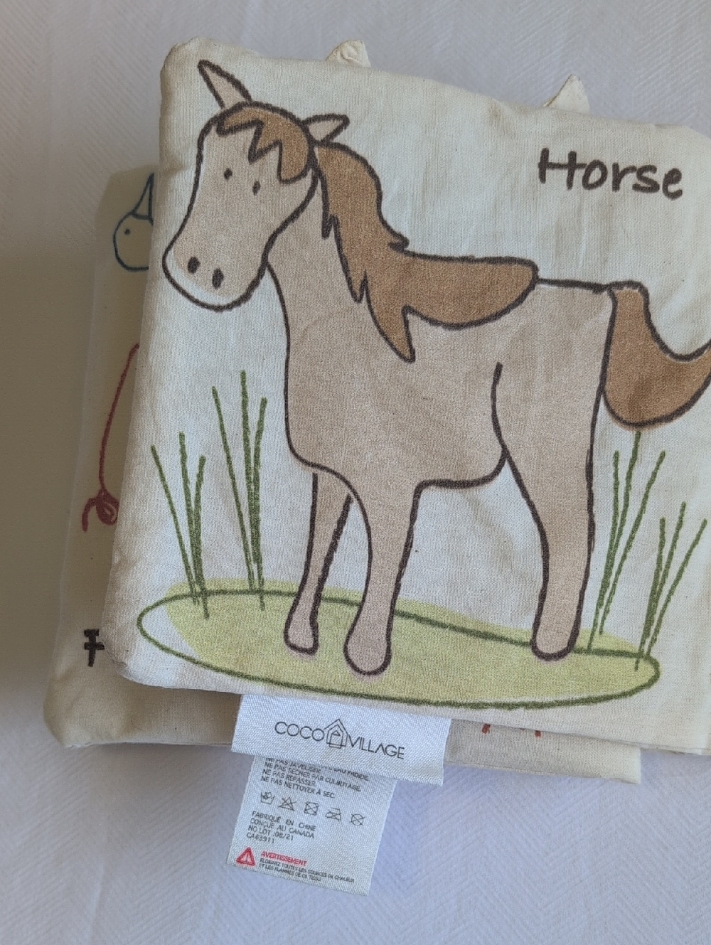 coco village farm animals natural cotton crinkle baby infant sensory cloth book - Picture 3 of 8
